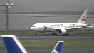 JAL Boeing 777-200 New Livery Sky Eco Jet Take off at Haneda