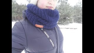 Шарф снуд(труба, хомут)вязание спицами жемчужная резинка по кругу.