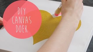 DIY canvas met gouden glitterhart