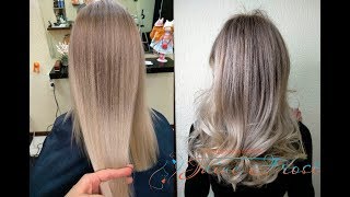 Пепельный блонд | Техника шатуш | Подробная формула окрашивания