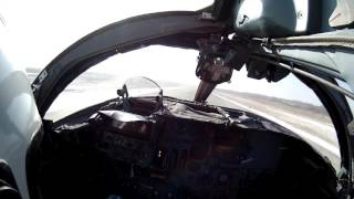 Взлет самолета Су-24, вид из кабины.