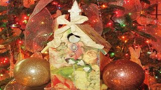 DIY Victorian Christmas Birdhouse Decoupage
