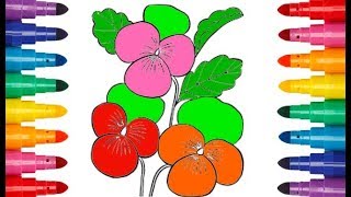 How to draw the flowers step by step coloring Как нарисовать цветы поэтапно раскраска