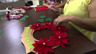 Mulher.com 08/12/2014 - Guirlanda Flores Natalinas de Feltro por Jully Malzoni - Parte 2