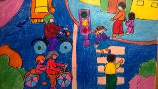 Vẽ tranh an toàn giao thông_ Tranh đề tài giao thông_ Traffic safety