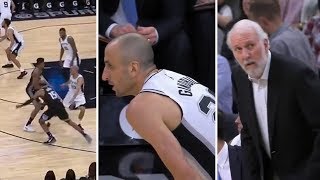 Manu Ginobili Gets Faked by Vince Carter, Forces Shot and Greg Popovich Yells at Him