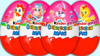 4 Surprise Eggs MAXI Kinder Surprise Barbie Spring Easter Surprise Egg 2017 for girls