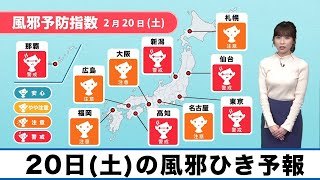 20日(土)風邪ひき予報　全国的に注意・警戒レベル