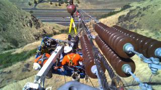 Deadending the conductor pulled across the Columbia river pt 1 of 2