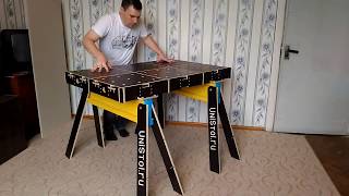 Складной ячеистый стол верстак UniStol.ru на строительных козликах