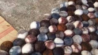 Making a natural pebble stone felt ball rug