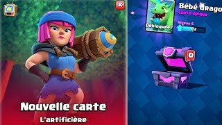 NOUVELLE CARTE " L'ARTIFICIERE " CLASH ROYALE PACK OPENING MAGICAL CHEST