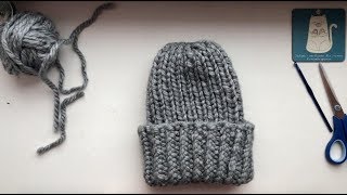 Шапка спицами из толстой пряжи. Мастер класс