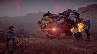 Horizon Zero Dawn Gameplay - Fighting a Trampler and Glinthawk Herd