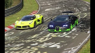 Ferrari LaFerrari vs Bugatti Veyron 16.4 Super Sport at Nordschleife