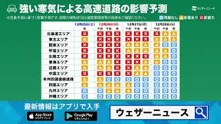 週明けにかけて大雪・吹雪に警戒　交通機関への影響予測　2021年12月25日現在