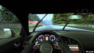 Project Cars Gameplay Driving on Nordschleife in The Rain with The Audi R8 V10 Plus by PowerD 2014