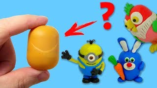 КИНДЕР ЯЙЦА И ПЛАСТИЛИН ? ЛЕПИМ МИНЬОНА, ПОПУГАЯ И ЗАЙЦА | Kinder surprise egg and plasticine