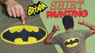 ,DIY Batman T-Shirt Painting at Home | how to paint batman logo on t shirt