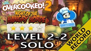 Overcooked 2 - HANGRY HORDE ? Level 2-2 - WORLD RECORD -  Solo 4 stars! Score: 1560
