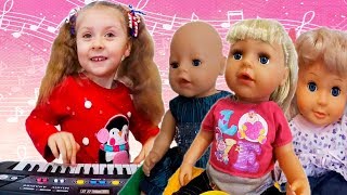 ♥Кукла Беби Бон, Урок пения для Беби Борн. Playing with Baby Born Doll Pretend Play Video for kids