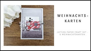 6 Weihnachtskarten ~ Action Bastelmaterial ~ Rotes Paper Craft Set