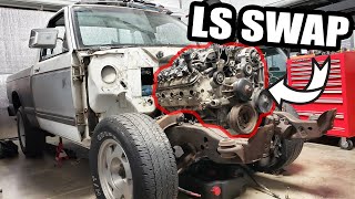 LS Swap S-10 Build... Installing the Junkyard 4.8L LS Into the Burnout Truck!