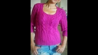 Джемпер из мохера. Вязание спицами.