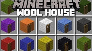 Minecraft WOOL HOUSE MOD / LIVE INSIDE SHEEP WOOL HOUSE!! Minecraft