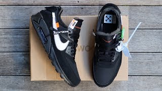 OFF-WHITE x NIKE AIR MAX 90 "BLACK" | unboxing - overview & on-feet!!