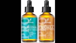 Art Naturals Organic 20% Vitamin C Serum 1 0 oz & 2 5% Vitamin A Retinol Serum 1 0 oz   Holiday Gift