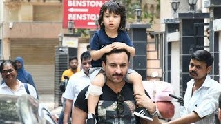 Saif Ali Khan Gives His Injured Son Taimur A Ride On His Shoulder | SpotboyE