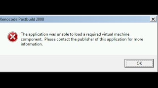 Unable to load a required virtual machine component FIX