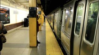 BMT (N) (Q) (R) train Rush Hour Action at 5th Avenue (R46 / R68A / R160)
