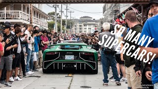 Exotics on Cannery Row Roll In (Revving, Alex Choi Lamborghini, Bugatti, Koenigsegg, Ferrari)