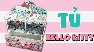 CÁCH LÀM TỦ TRANG ĐIỂM | Tự làm Tủ Đựng Đồ Trang Điểm Hello Kitty cực dễ thương!!