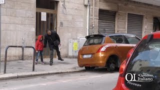 Bari, rubate le quattro ruote all'auto di un disabile in via Trevisani