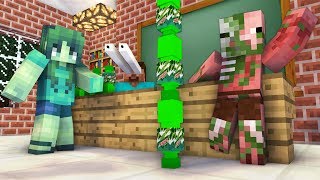 Monster School : GIRLS VS BOYS BOTTLE FLIP CHALLENGE - Minecraft Animation