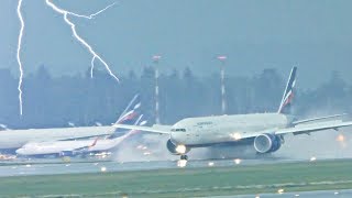 Ливень гроза и две молнии. Всемирный потоп Аэропорт Шереметьево