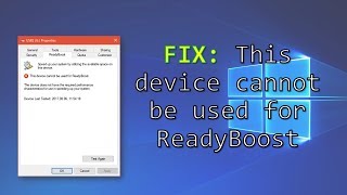 FIX: This device cannot be used for ReadyBoost