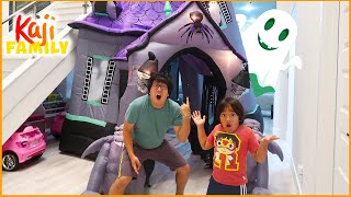 Ryan and Daddy 24 hours Challenge in a Giant Halloween Haunted House
