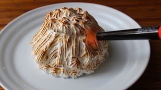 Baked Alaska with a Lighter! How to Make Baked Alaska Ice Cream Cake