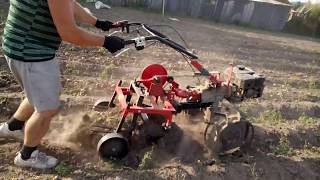 уборка картофеля мотоблоком угра с картофелекопалкой ккв1