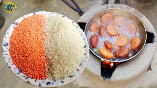 মুসুর ডাল আর আতপ চাল দিয়ে শীতের এক অপূর্ব রেসিপি ||মুসুর ডালের পিঠা রেসিপি ||  Sweet recipe