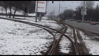 Киев. Трамвай 5 (вид с кабины) 2010-2011 год/Kiev. Tram 5 (view cab)