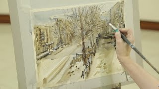 «Уроки рисования». Снежный пейзаж (18.11.2016)