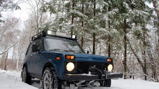 LADA НИВА ВАЗ 21213 по снегу. Покатушки в Калужской области по зимнему лесу и берегу Оки.