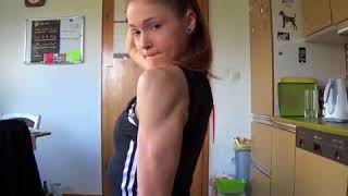 Beautiful German Bodybuilder Flexes - Female Vegan Bodybuilder Motivation