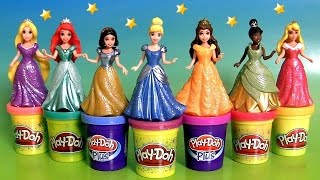 Design a Dress for 7 Disney Princess MagiClip Toys using Play-Doh Sparkle