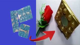 DIY MIRROR DECOR WITH MEDICINE WRAPPER  |THE BEST OUT OF WASTE CRAFT IDEA